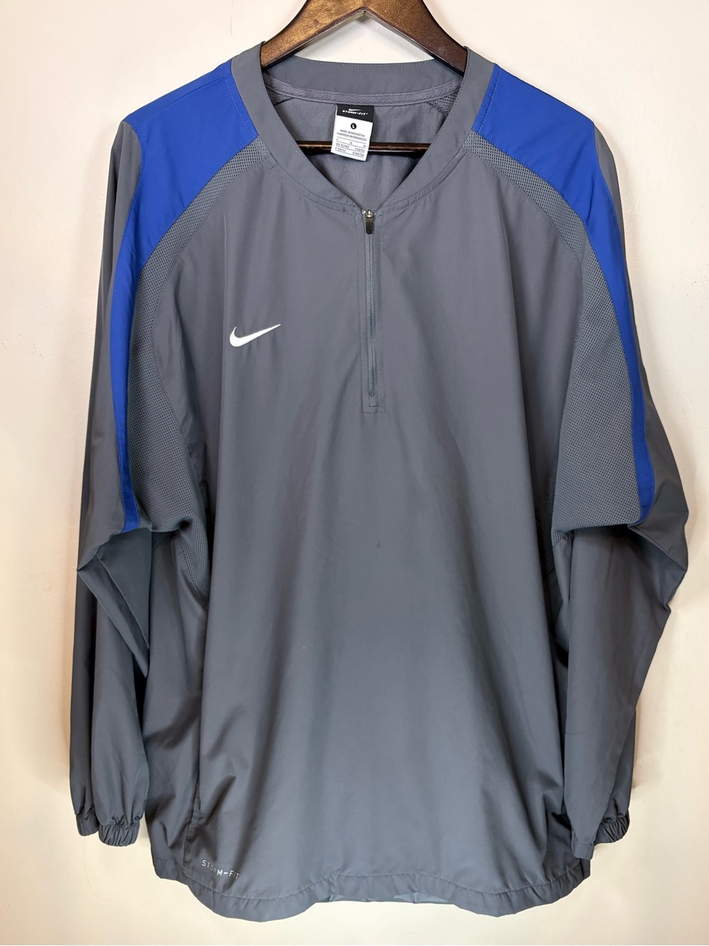 Nike Storm-FIT Quarter-Zip Windbreaker Pullover Size Large Gray Blue Gorpcore